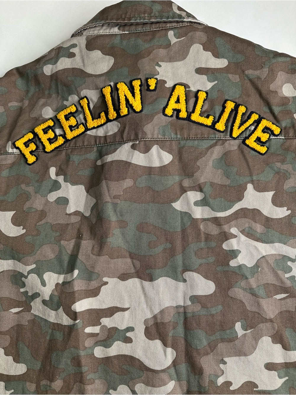 Forever 21 Green Brown Military Field Jacket Up To No Good, Dreamer. Size M - Picture 7 of 13